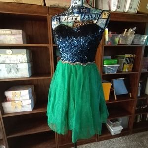 Jodi Kristopher Blue and Green Sequin Mini Dress